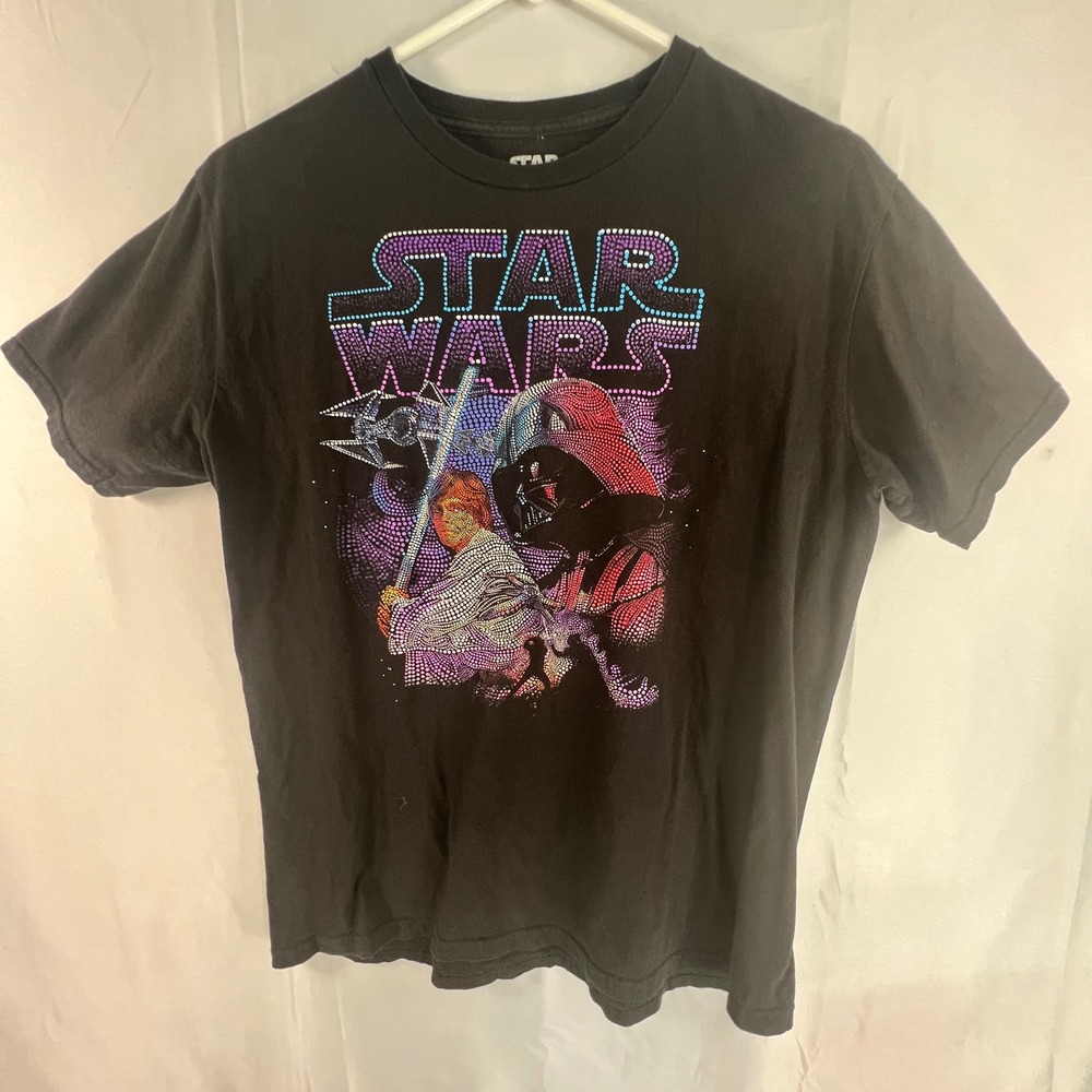 Star‎ Wars Fifth Sun Mens Large Black Luke Skywalker Darth Vader Graphic T-Shirt